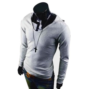 Men casual Slim hooded Hoodies Sweatshirts Pullover (Gray)L - intl  