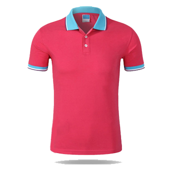 Men Casual Sports Color Blocking Button Short Sleeve Polo Shirt(RO-BL) - Intl  