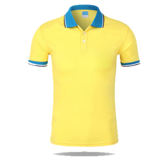 Men Casual Sports Color Blocking Button Short Sleeve Polo Shirt(Y-BL) - Intl  