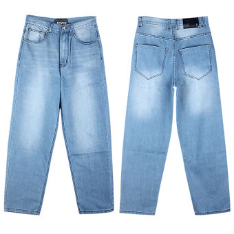 Men Cotton Denim Straight Loose Jeans Plus Size (BlUE) - intl  