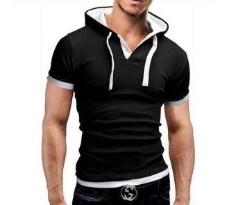 Men Fashion Hooded Collar Sling Design Tops & Tees Short Sleeve Slim T-shirt (white) - Intl  