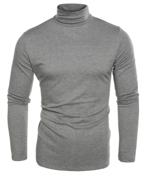 Men Fashion Slim Fit Thermal Underwear Turtleneck Long Sleeve Solid T-Shirts  