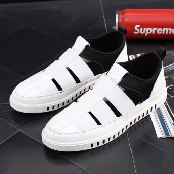 Men Fashion Slip On Personality Hollow Out Loafer Summer Male Sandals Roman Style Breathable Sandal White XZ323 - intl  