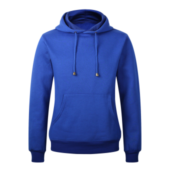 Men Fleece Plain Sweatshirt Hooded Pullover Gym Adult Tops (Dark Blue)(M) - intl  