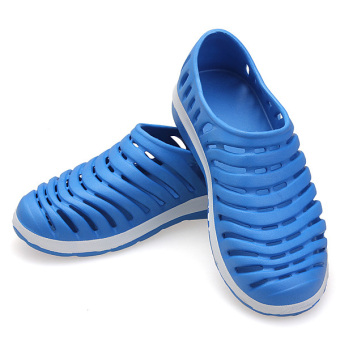 Men Hollow Sneakers Beach Sandals Slip On Loafer Slipper Breathable Stripe Shoes (Intl)  