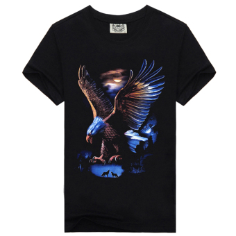 Men Short Sleeve T Shirt Round Collar 3D Printing Eagle M - Intl  