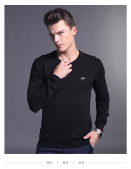 Men Sweater Solid Slim Casual Autumn Winter Knitwear(Black) - intl  