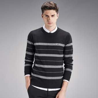 Men Sweaters Autumn Winter Cotton Solid Knitwear(Black) - intl  