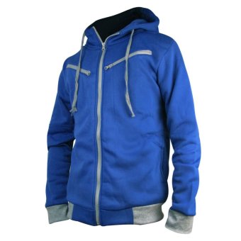 Men Winter Slim Hooded Coat Jacket Outwear Sweater (Dark Blue)(M) - intl  