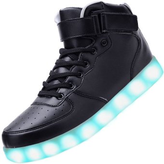 Men's 7 Colors Light Up High Top Sports Sneakers Sprot Shoes, Black (Intl)  