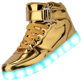 Men's 7 Colors Light Up High Top Sports Sneakers Sprot Shoes, Gold (Intl)  