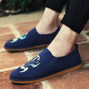 Men's Canvas Fashion Loafer Shoes Light Canvas Shoes Blue - intl  