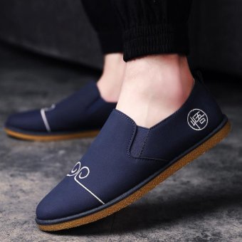 Men's Canvas Light Monk Strap ShoesComfortable Loafer Shoes Blue - intl  
