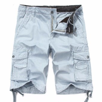 Mens Casual Cargo Shorts Multi Pocket Style High Quality Cotton Washing Shorts (Light Grey) - intl  