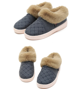 Men's Cotton Shoes Soft Warm Winter Fleece Household Slippers Ankle Boots (Cyan) - intl  