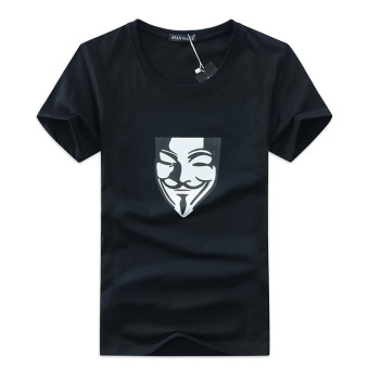 Men's Creative Printing "V for Vendetta" Short-sleeves T-shirt (Black)  