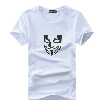 Men's Creative Printing "V for Vendetta" Short-sleeves T-shirt (White)  