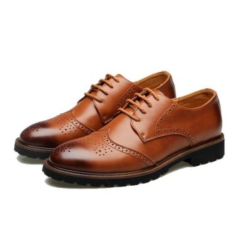 Men's Derby Shoes Business Brogue Style Formal Leather Shoes (Brown)  