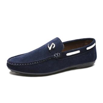 Men's Fashion Casual Flat Suede Shoes Loafers Doug Shoes(Blue) - intl  