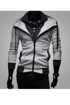 Men's fashion casual Slim hit the color hooded Sweatshirts coat Jogging Sportswear - Intl  