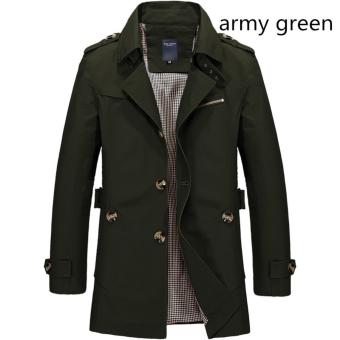 Men's Fashion New Winter Jeep Casual Jacket Long Paragraph Cotton Washed Large Code Coat (Army Green) - intl  