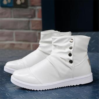 Men's Fashion Slip-on Shoes Casual Leather Ankle Boots (White) - intl  