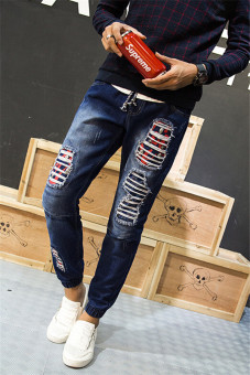 Men's Hollow Out Design Straight Leg Jeans (Intl)  