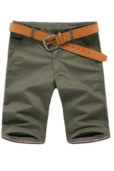 Mens Hot Sale Casual Cotton Flat Front Cargo Shorts (Army Green)  