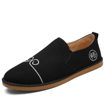 Mens Loafers 2017 Fashion Handmade Moccasins Men Flats Blue Slip On Men's shoes loafers (black) - intl  