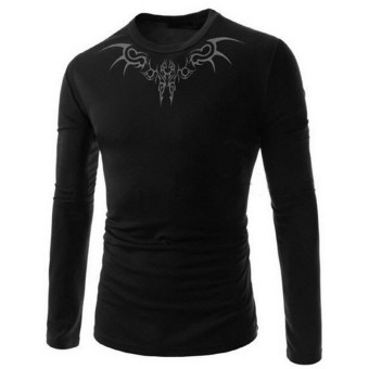 Men's Long Sleeve T-shirt with Bat Tattoo (Black)  