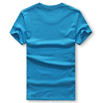 Men's Lycra Cotton Short-sleeves O-neck Printing T-shirt (Blue)  