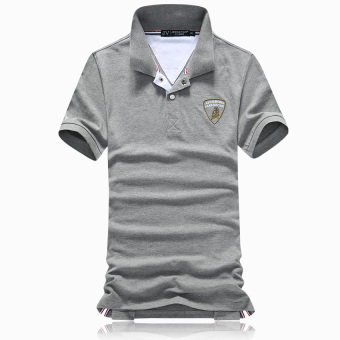 Men's new fashion slim Short-Sleeved POLO shirt with lamborghini printed(GRAY) (Intl)  