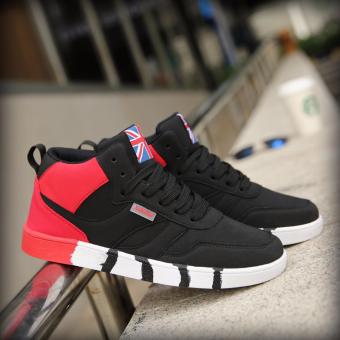 Men's Patchwork Fashion Sneakers (Black and Red) - intl  