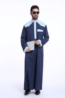 Men's Robes Jubahs Arab Middle East Muslim Latest Designs long sleeve men's clothes - Navy blue - intl  