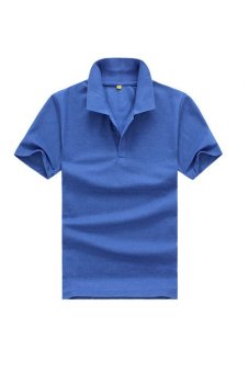 Men's Solid POLO Stand Collar Shirt (Dark Blue)  