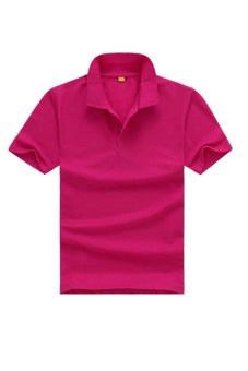 Men's Solid POLO Stand Collar Shirt (Pink)  