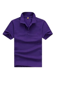 Men's Solid POLO Stand Collar Shirt (Purple)  