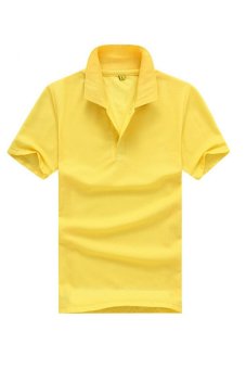 Men's Solid POLO Stand Collar Shirt (Yellow)  