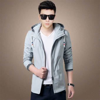 Men's Sport Hooded Regular Lightweight Jackets Polyester?Athletic Jackets With Solid Grey - intl  