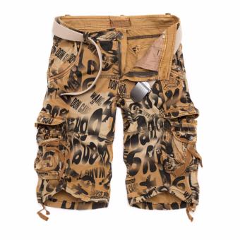 Men's Summer Casual Loose Camouflage Cargo Shorts (Yellow) - intl  