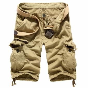 Men's Summer Fashion Casual Overalls Multi Pocket Loose Outdoors Sport Shorts (Khaki) - intl  