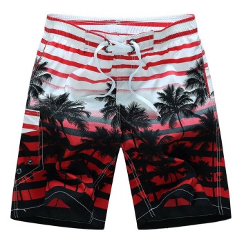Men's Summer Loose Quick-dry Surf Board Beach Shorts (Red)  
