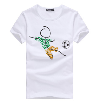 Men's Summer New Round Neck Printed Short-sleeved T-shirt(White)  