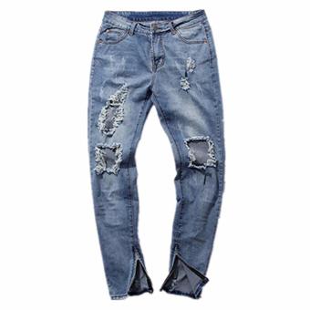 Men's Vintage Casual Ripped Broken Hole Jeans Denim Joggers Pants - intl  