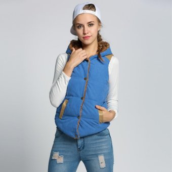 MG Autumn and Winter Plus Size Slim Jacket Hoodie Vest Coat Waistcoat (Blue) - intl  