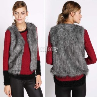 MG Fall Winter Faux Fur Vest Winter Vest Waistcoat (Grey) - intl  