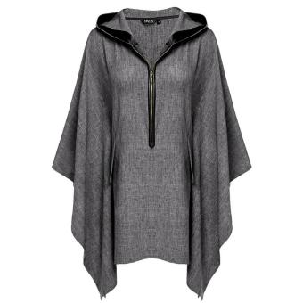 MG Loose Hooded 3/4 Raglan Sleeve Zip up Pullover Solid Outwear (Wine Red) - intl  