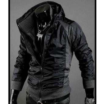 MG Men's Slim Fit Hoodies Coats Jackets Double Zipper (Black) - intl  