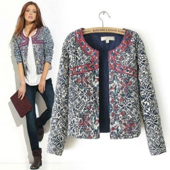 MG Vintage Ethnic Embroidered Edges Floral Quilted Coat - intl  