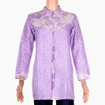 Mila Style Baju Blouse / Blus Bolero Batik Varian Ajeng - Biru  